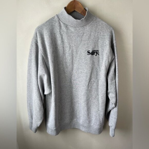 Superdry Ana High Neck Crew Sweatshirt grey oversized cotton blend slouchy 4 - Picture 3 of 14